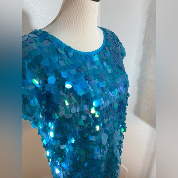 L’Eau Vive Turquoise Pailette Top - Picture 3 of 6